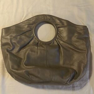 HOBO Metallic Gray Leather Tote